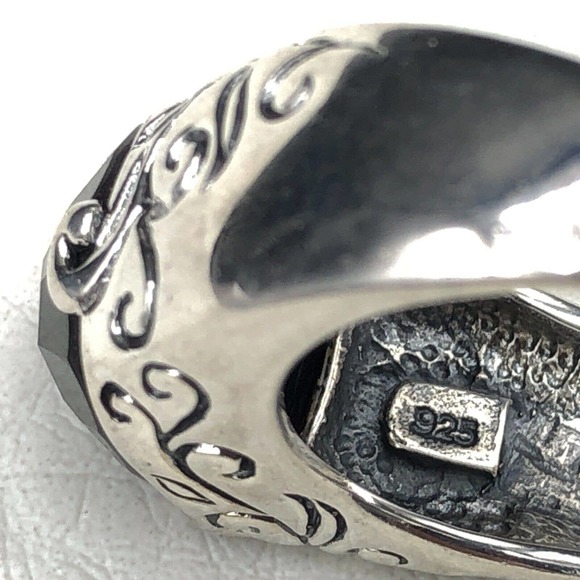 Black Onyx Ring Size 6 High Dome Checkerboard Cushion Cut 925 Sterling Silver - Picture 8 of 8